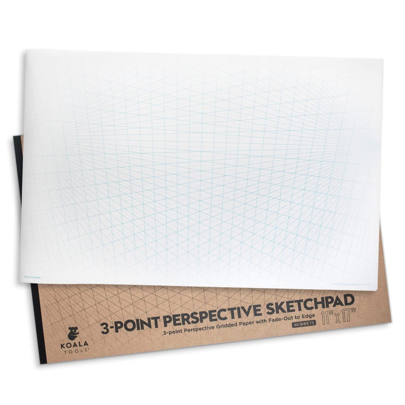 Koala Tools | Drawing Perspective (1 and 2-Point) Large Sketch Pad (3 Point - 11 x 17) - Image 2